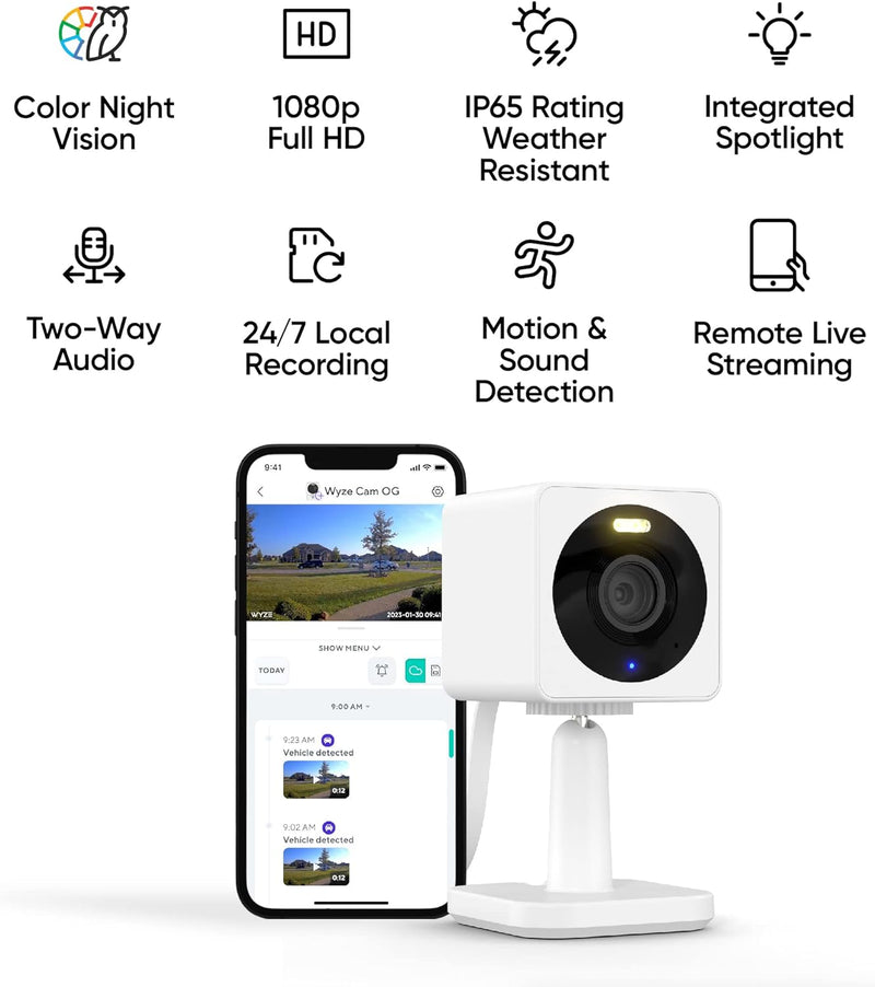 WYZE Cam OG 1080p HD Wi-Fi Security Camera - WHITE - Like New
