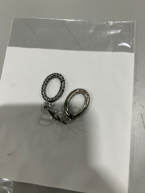 GENERIC SILVER AND BLACK OVAL EARRINGS WITH SPARKLES - SILVER AND BLACK - Like New