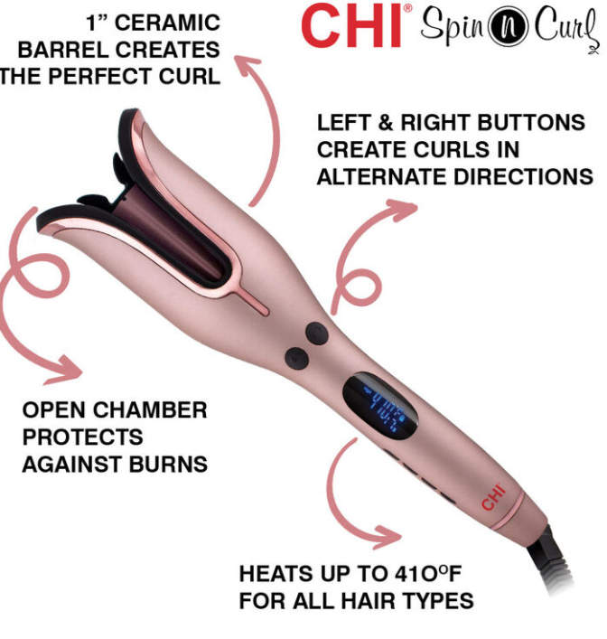 CHI 1 INCH SPIN N CURL, HAIR CURL - ROSE GOLD - Like New