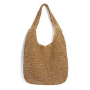 AYLISS STRAW WOVEN SUMMER BEACH BAG TOTE SHOULDER WEAVING HANDBAG - KHAKI - Like New