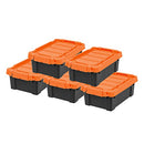 IRIS USA 5-Pack 3 Gal Heavy Duty Lockable Storage Totes B08KCLR5V7 -Black/Orange - Brand New