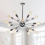 PARROT UNCLE CORDELL 18-LIGHT MODERN CHROME SPUTNIK SPHERE CHANDELIER - SILVER - Like New