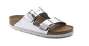 BRIKENSTOCK ARIZONA SOFT FOOTBED SANDALS - MEN 10 WOMEN 12 - METALLIC SILVER - Like New