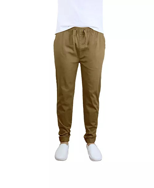 GALAXY BY HARVIC MEN'S BASIC STRETCH TWILL JOGGERS - SIZE: MEN XL - TIMBER - Brand New