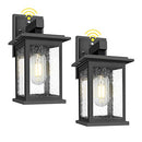 TOBUSA 2-Pack Dusk to Dawn Outdoor Wall Lights, Sensor & Seeded Glass - Black - Like New