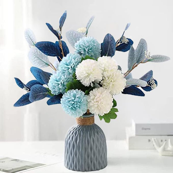 LADADA ARTIFICIAL FLOWERS WITH VASES ARTIFICIAL FLOWER ARRANGEMENTS - BLUE - Like New