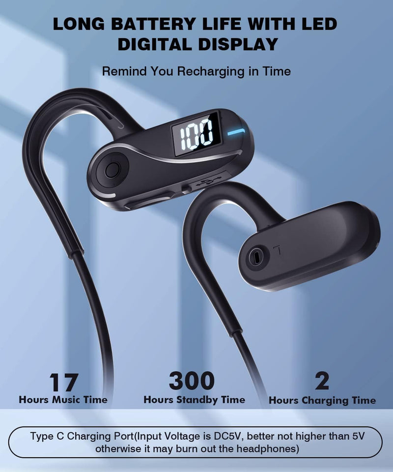 Baixhur Open Ear Headphones,Wireless Air Conduction Headphones Bluetooth - Black Like New