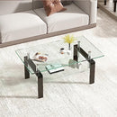 SMARTIK Glass Coffee Table Rectangle 2-Tier Tea Tables B0C9P7GHWX - Clear Top - Brand New