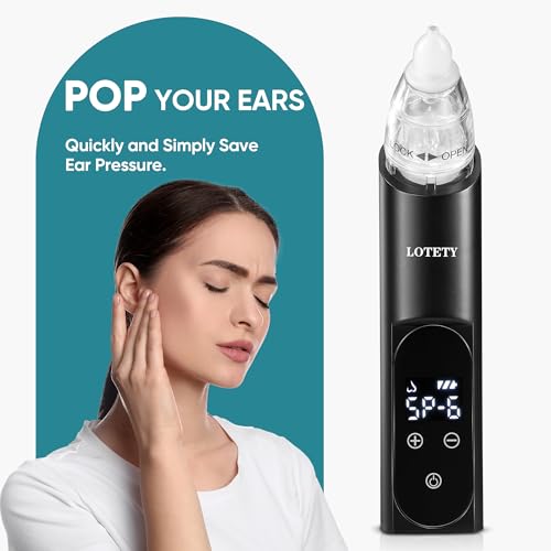 LOTETY EUSTACHIAN TUBE UNCLOGGER EAR PRESSURE RELIEF DEVICE FOR FLYING - BLACK - Like New