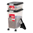 IRIS USA 30 lb + 11 lb Airtight Pet Food Storage Containers with Wheels - Brand New