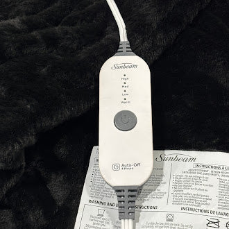 SUNBEAM ELECTRIC THROW BLANKET 50”X60” - BLACK - Like New