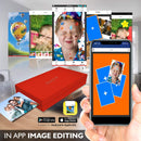 SERENELIFE WIRELESS INSTANT PHOTO PRINTER - PORTABLE BORDERLESS PICTURES - RED - Like New
