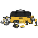 DEWALT 20V MAX CORDLESS POWER TOOL 4-TOOL SET 2 BATTERY AND CHARGER - YELLOW - Like New
