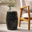 AHIOU HOME 17.75-INCHES BLACK STEEL BARREL GARDEN STOOL - BLACK - Like New