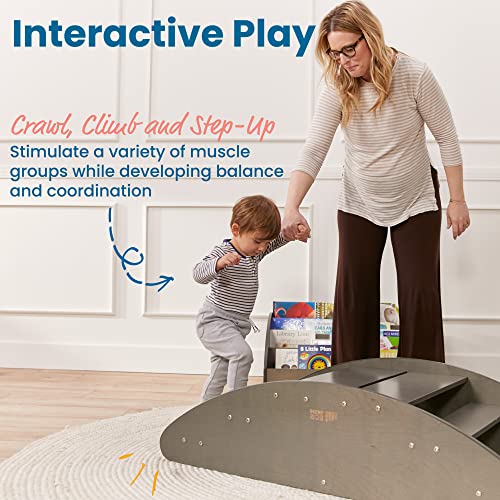 ECR4Kids Rocking Boat and Steps, Play Center, Gray Wash - Like New