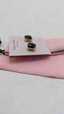 Kate Spade Square Studs Solid Cubic-Zirconia Stud Earring - Black/Gold - Brand New