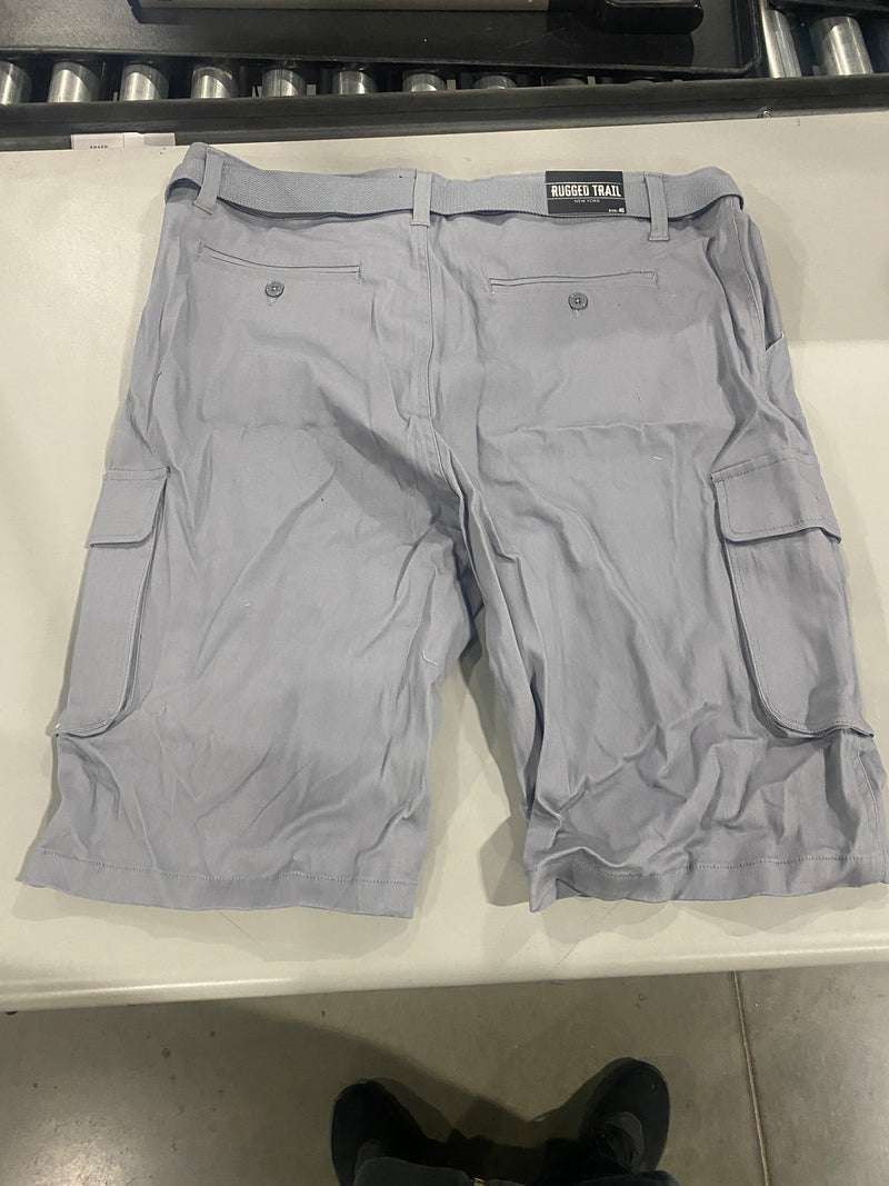 RUGGED TRAIL MEN'S CARGO 4-WAY STRETCH BELTED SHORTS - SIZE: MEN 40 - GRAY - Brand New