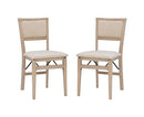 LINON KEIRA NATURAL RUSTIC WOODEN FOLDING CHAIR UPHOLSTERED 2 PACK - GRAY/BEIGE - Like New
