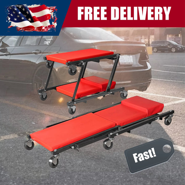 TORIN BIG 250 LBS Z CREEPER/FOLDABLE 36" CREEPER 22" ROLLING SEAT - RED - Like New