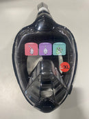 GENERIC FULL FACE SNORKEL MASK SILICONE SEAL L/XL - BLACK - Like New