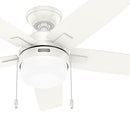 HUNTER FAN 44 Ceiling Fan w/LED Light Kit Pull Chain CC52774 - FRESH WHITE - Like New
