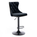 LA SPEZIA SWIVEL BLACK VELVET BARSTOOLS ADJUSATBLE SEAT HEIGHT SET OF 2. - BLACK - Like New