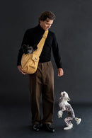 NOAH & PAW DOG SLING CARRIER FOR SMALL DOGS 5-18LB VEGAN LEATHER - BEIGE - Like New