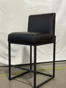 CARTERCHAIRR SET OF 2 FAUX LEATHER MODERN KITCHEN BAR COUNTER STOOLS METAL LEGS - Like New