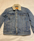 LEVI'S ORIGINAL SHERPA TRUCKER WOMEN'S DENMIN JACKET - SIZE: WOMEN L - BLUE - Like New