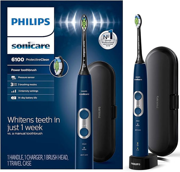 Philips Sonicare ProtectiveClean 6100 Electric Toothbrush, HX6871/49 - Navy Blue Like New