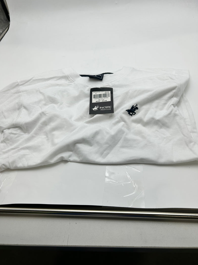 PACIFIC POLO MEN'S PACIFIC POLO CLUB 100% COTTON LONG SLEEVE T-SHIRT - S - WHITE - Brand New