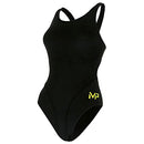 AQUA SPHERE MICHAEL PHELPS SOLID MID BACK SWIMSUIT - SIZE: WOMEN 30 - BLACK - Like New