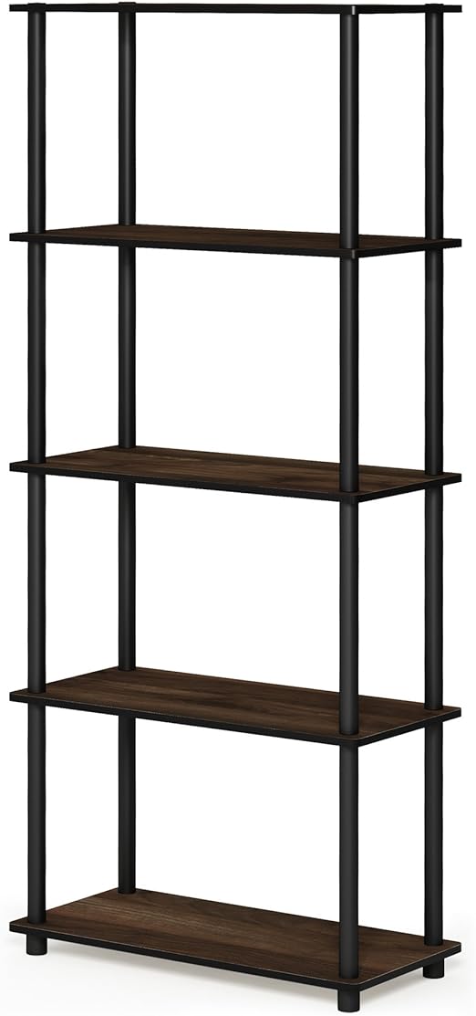 Furinno Turn-N-Tube 5-Tier Multipurpose Shelf 17091CWN/BK - Walnut/Black Like New