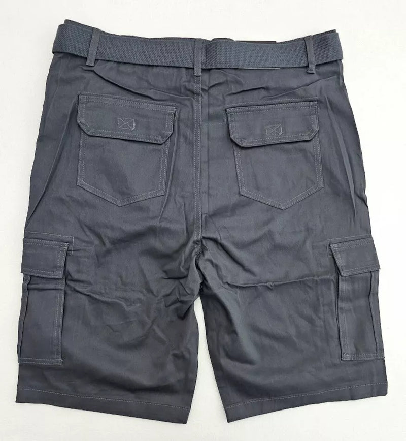 BLU ROCK NEW YORK 10" INSEAM CARGO POCKET W/BELT INCLUDED SHORTS MEN 36 - GRAY - Brand New