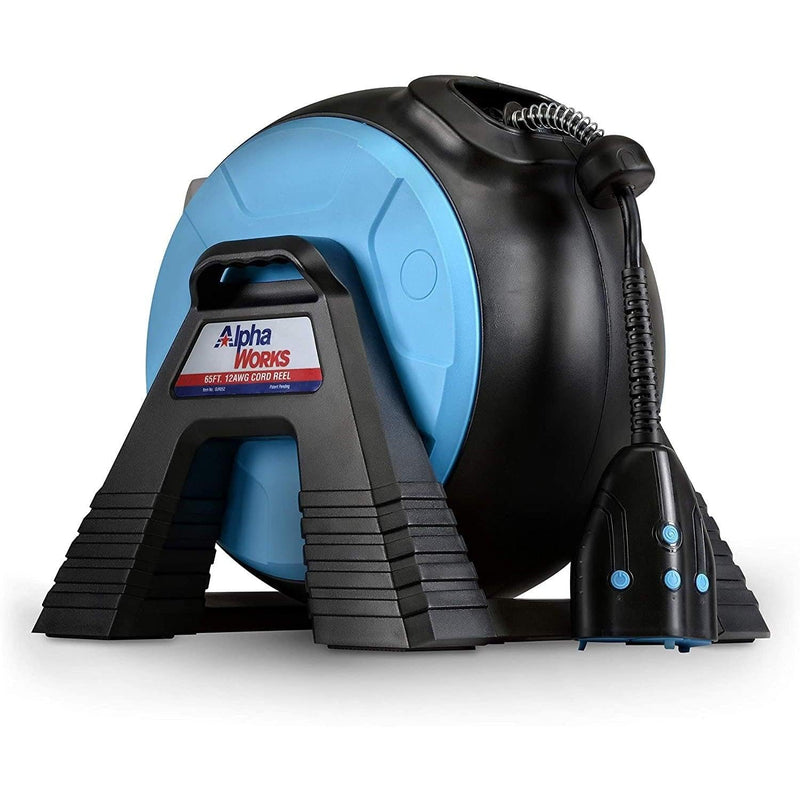 ALPHAWORKS 12A 65FT SMART CORD REEL GUR052 - BLUE/BLACK - Brand New