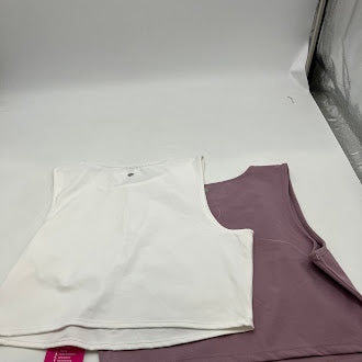 YOGALICIOUS 2 PACK MUSCLE CROPPED TANK TOP - SIZE: WOMEN XL - ELDERBERRY/WHITE - Brand New