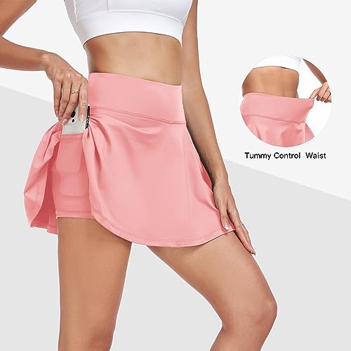GGOV WOMENS FLOWY TENNIS GOLF SKIRTS BUILT IN SHORTS SIZE: WOMEN M - FADED PINK - Brand New