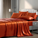 P POTHUINY SATIN SHEETS KING 6 PIECES BURNT ORANGE - Like New