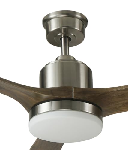 GOOD HOUSEKEEPING 52" CANTON CEILING FAN CARVED WOOD BLADES - BRUSHED NICKEL - Like New