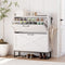 Narrow Shoe Cabinet Organizer with 2 Flip Drawers, Metal Legs - White - Like New