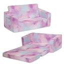 DELTA CHILDREN COZEE 2-IN-1 EXTRA WIDE SOFA LOUNGER-COMFY FLIP - PINK TIE DYE - Like New