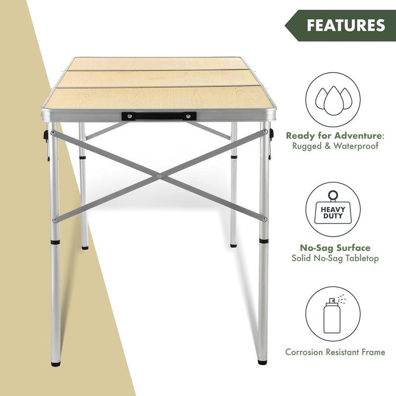 ARROWHEAD OUTDOOR 4’ ft Heavy-Duty Portable Aluminum Frame Folding Table - white Like New