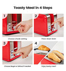 KOOC Toaster 2 Slice with Warm Rack, Retro B0914XXWCR - Red - Like New