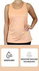 GALAXY BY HARVIC WOMENS MOISTURE WICKING RACERBACK TAGLESS POLYESTER-PEACH-XL - Brand New