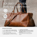 HIDES 50L Tourist Leather Duffle Bag Handcrafted Companion (Saddle Brown) - Brand New