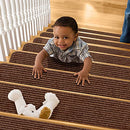 TREADSAFE 8" X 30" (15 Pack) Non-Slip Carpet Stair Treads - BROWN - Like New