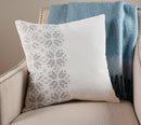 HOME REFLECTIONS EMBROIDERED VELVET FAIRISLE 20"X20" PILLOW - WHITE - Brand New