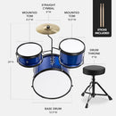 Best Choice Products 3-Piece Beginner Drum Set for Kids Juniors - Blue - Brand New