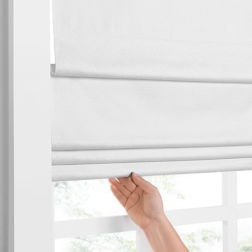 ECLIPSE LANE CORDLESS ROMAN SHADES FOR WINDOWS X 35 IN WIDE X 64 IN LONG - WHITE - Like New