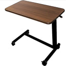 Vaunn Medical Overbed Bedside Rolling Table (Use), Walnut Brown/Black Base - Brand New